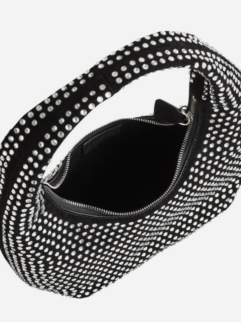 Madewell Black Rhinestone-Studded Hobo Shoulder Bag